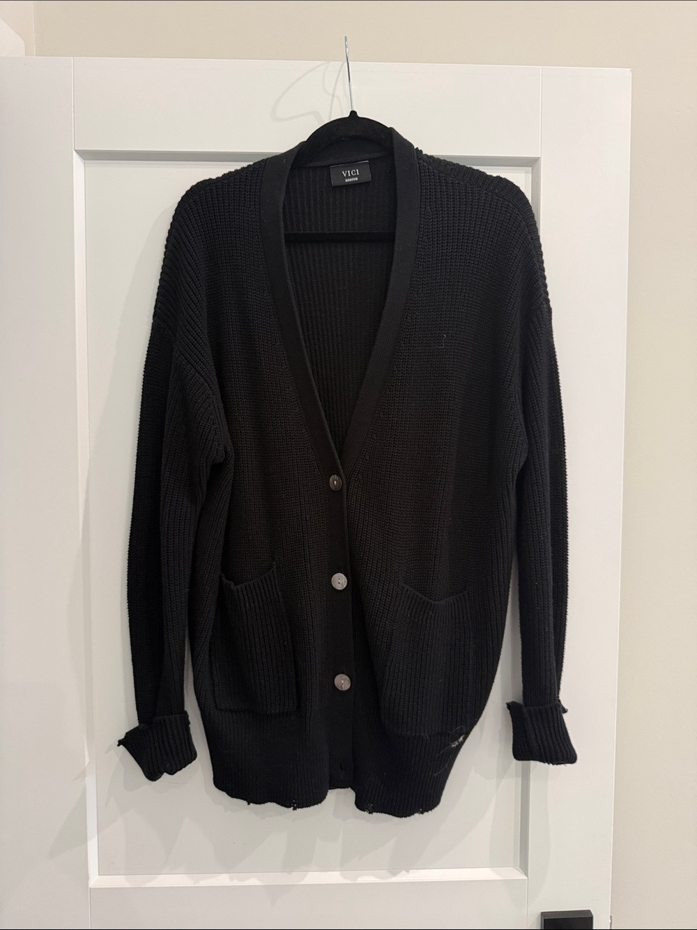 VICI Black Button-Up Knit Cardigan